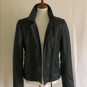 Reid’s Army Green Lamb Leather Jacket